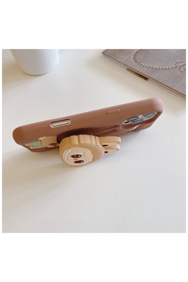 Labubu iPhone 16 Pro Max Case with 3D Holder – Cute Pop-up Silicone Shockproof Case, Full Protective Soft Cover with Unique Cartoon Design - Image 3