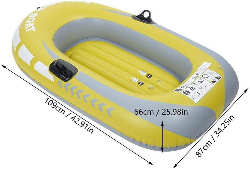 woobles Swimming Pool and Lake Inflatable Boat, One Person Inflatable Fishing Boat Kayak PVC Rowing Air Boat Fishing Drifting Diving Tool Yellow - Image 2
