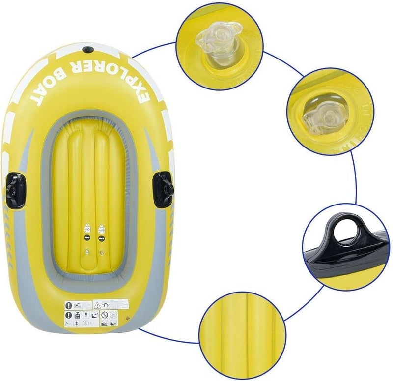 woobles Swimming Pool and Lake Inflatable Boat, One Person Inflatable Fishing Boat Kayak PVC Rowing Air Boat Fishing Drifting Diving Tool Yellow - Image 4