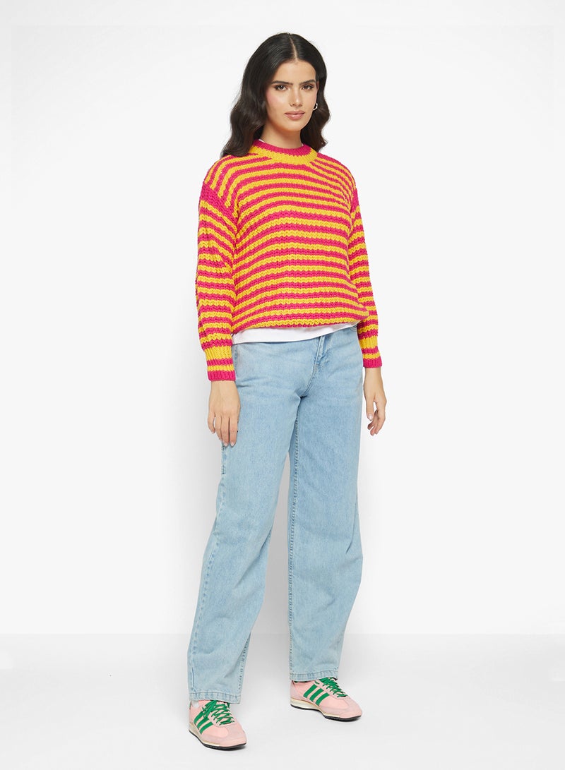 جينجر كنزة فضفاضة مخططة متعددة الألوان - Image 4