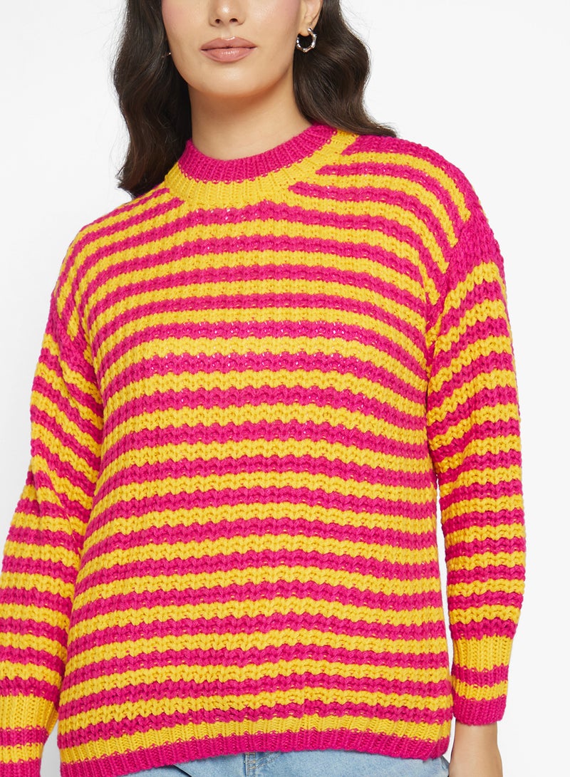جينجر كنزة فضفاضة مخططة متعددة الألوان - Image 3