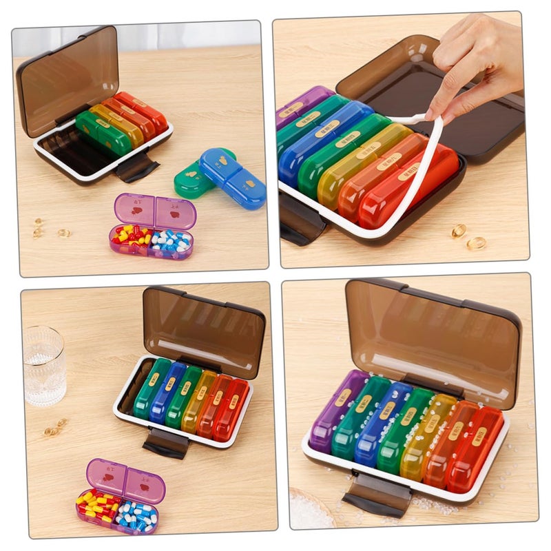 Weekly Pill Organizer 7 Day Travel Case with Colorful Compartments for Morning Evening Medication and Vitamins - Image 5