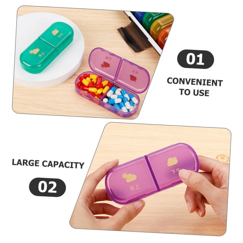 Weekly Pill Organizer 7 Day Travel Case with Colorful Compartments for Morning Evening Medication and Vitamins - Image 4