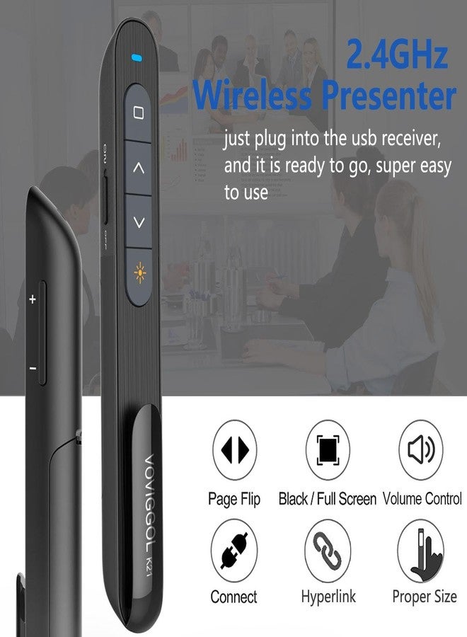 VOVIGGOL USB/Type-C 2 in 1 Presentation Clicker for Powerpoint, Hyperlink Volume Wireless Presenter Remote Control Slide Advancer PPT Clicker for Mac iPad Computer Laptop - Image 3