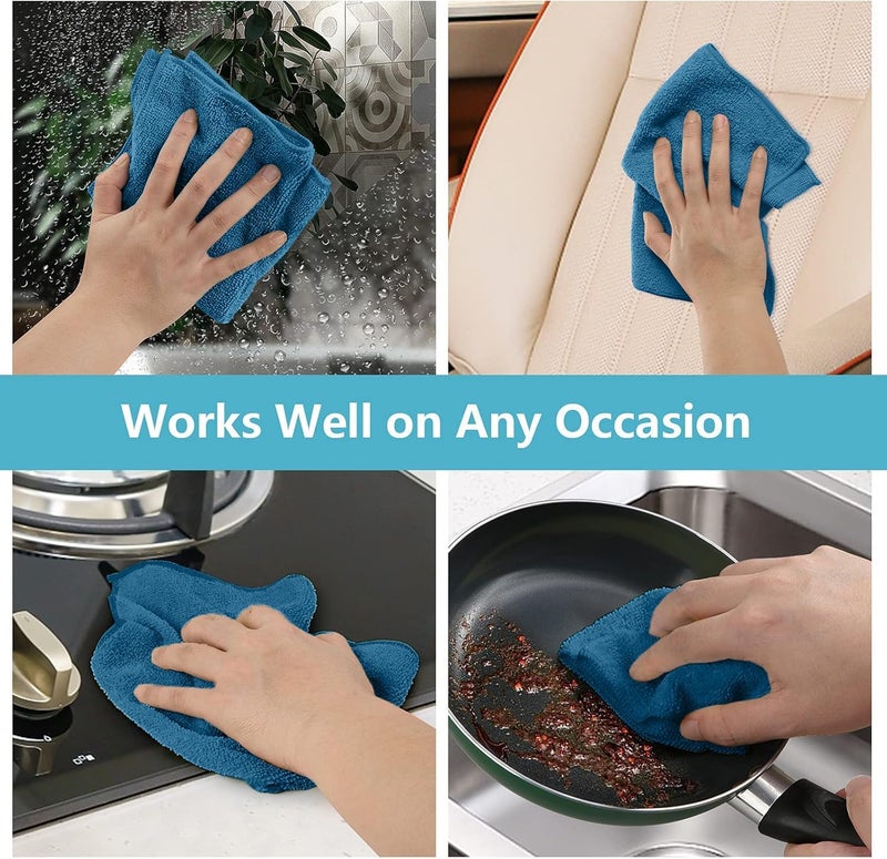 HOMEXCEL Navy Blue Microfiber Cleaning Cloth, 50 Pack Cleaning Towels for Kitchen, Lint Scratch Free, Highly Absorbent, and Reusable Cleaning Rags for House, Window and Glass, Cars, 11.5 X11.5 inch - Image 5