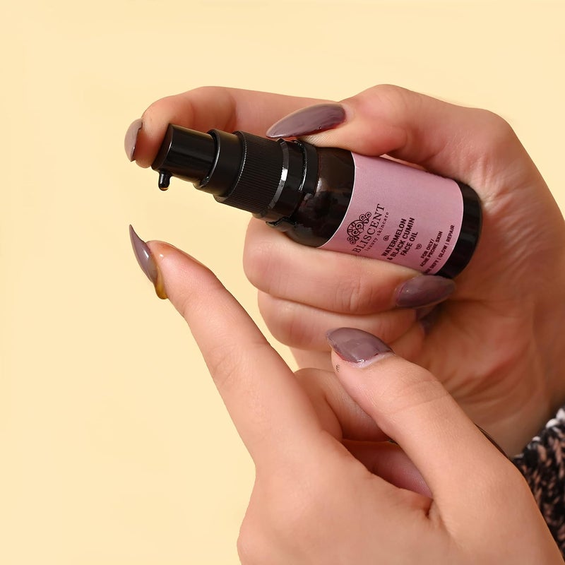 BLISCENT Luxury Skincare Watermelon Black Cumin Seed Face Oil For Oily Acne Prone Skin Dark Spots Repair Age Defy Reduce Fine Lines And Wrinkles Face Glowing Oil 20ml - Image 4