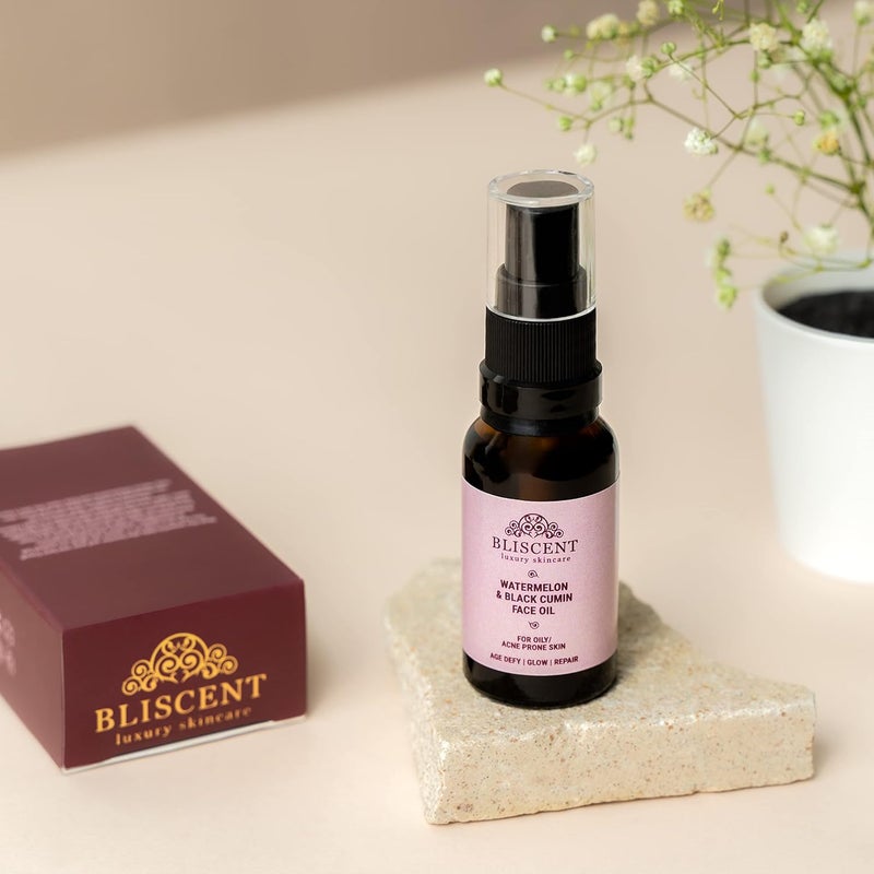 BLISCENT Luxury Skincare Watermelon Black Cumin Seed Face Oil For Oily Acne Prone Skin Dark Spots Repair Age Defy Reduce Fine Lines And Wrinkles Face Glowing Oil 20ml - Image 5