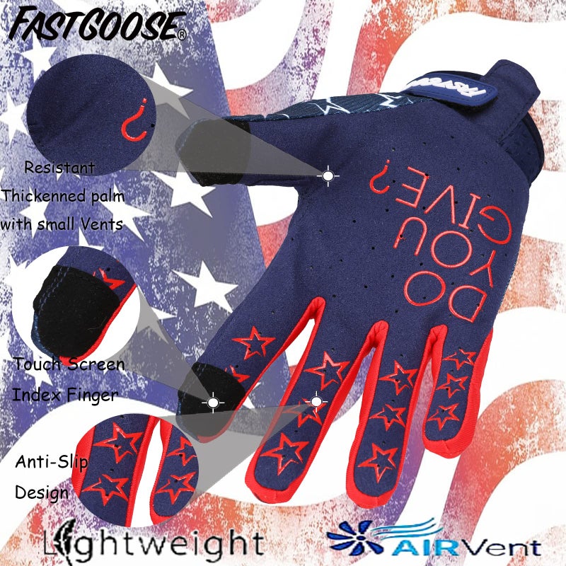 FASTGOOSE Motorcycle Gloves - Breathable Lightweight Off-Road Gloves for Men & Women, ATV BMX MTB Racing (Blue/Red, Large) - Image 3