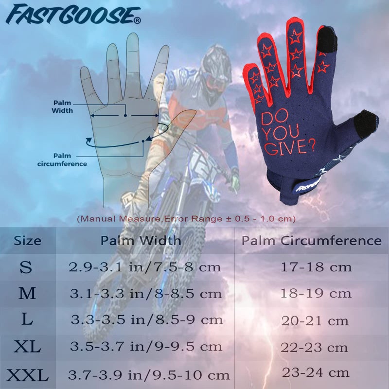 FASTGOOSE Motorcycle Gloves - Breathable Lightweight Off-Road Gloves for Men & Women, ATV BMX MTB Racing (Blue/Red, Large) - Image 4