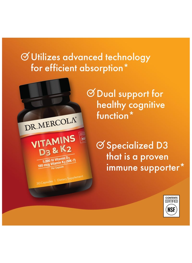 Dr. Mercola Vitamins d3 & k2 5,000 iu vitamin d3 180 mcg vitamin k2 (mk-7) per capsule, 30 capsules, dietary supplement  - Image 4