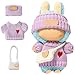 SHUOXUKE for Dolls Clothes Outfit Set for 17cm Dolls No Doll3Piece Handcrafted Crochet Accessories with Purple Heart Sweater Hat White Bag - Image 2