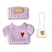 SHUOXUKE for Dolls Clothes Outfit Set for 17cm Dolls No Doll3Piece Handcrafted Crochet Accessories with Purple Heart Sweater Hat White Bag - Image 4