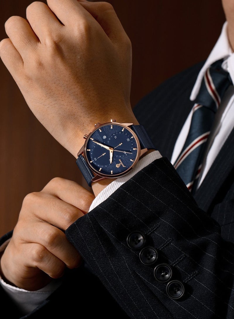 جوهوس ساعات رجالية أفضل العلامات التجارية فاخرة مقاومة للماء بتاريخ ساعة رجالية  حزام من الفولاذ المقاوم للصدأ ساعة كوارتز غير رسمية ساعة يد رياضية للرجال - 45 مم - Image 2