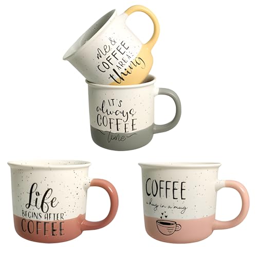 Lemon Tree Ceramic Coffee Cups - Set of 4, 360ml Each Cup, Microwave & Dishwasher Safe, Mugs with Handle for Cappuccino, Milk, Latte hot/Cold Drinks - Image 2