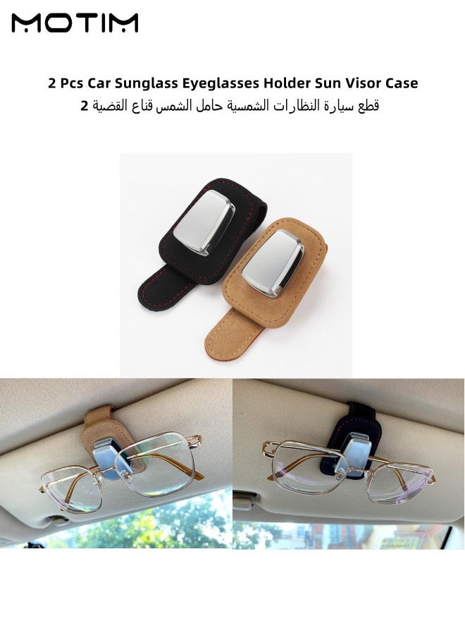 Motim - 2 Pcs Sunglass Holder for Car Visor, Universal Glasses Organizer Clips, Eyeglasses Storage Cases Fastener Hanger, Sun Visor Case with Ticket Card Clip - Image 1