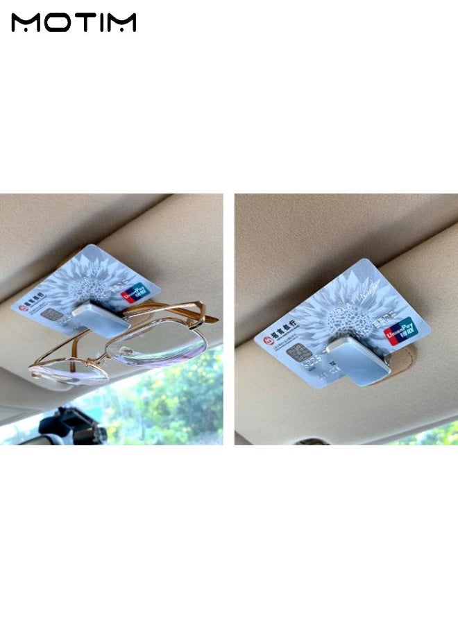Motim - 2 Pcs Sunglass Holder for Car Visor, Universal Glasses Organizer Clips, Eyeglasses Storage Cases Fastener Hanger, Sun Visor Case with Ticket Card Clip - Image 1