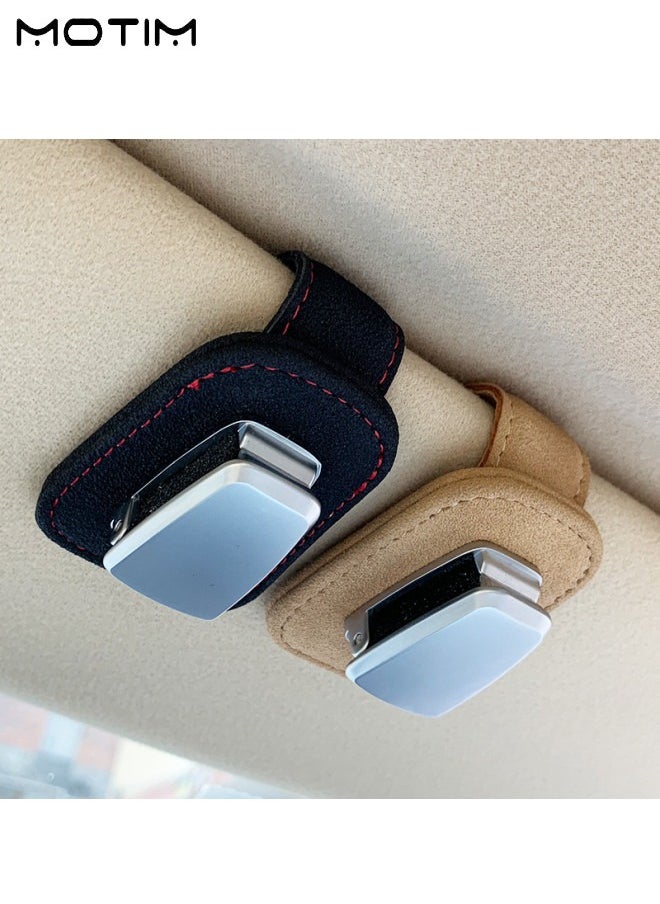 Motim - 2 Pcs Sunglass Holder for Car Visor, Universal Glasses Organizer Clips, Eyeglasses Storage Cases Fastener Hanger, Sun Visor Case with Ticket Card Clip - Image 1