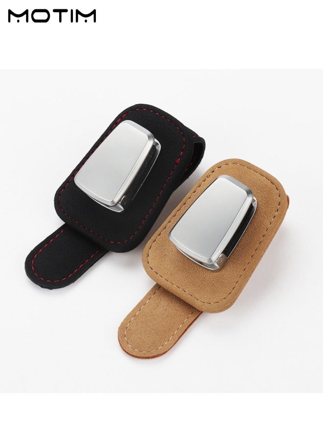 Motim - 2 Pcs Sunglass Holder for Car Visor, Universal Glasses Organizer Clips, Eyeglasses Storage Cases Fastener Hanger, Sun Visor Case with Ticket Card Clip - Image 1
