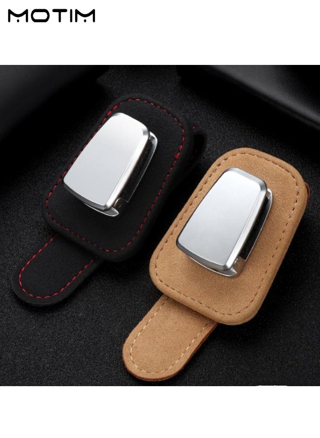 Motim - 2 Pcs Sunglass Holder for Car Visor, Universal Glasses Organizer Clips, Eyeglasses Storage Cases Fastener Hanger, Sun Visor Case with Ticket Card Clip - Image 1