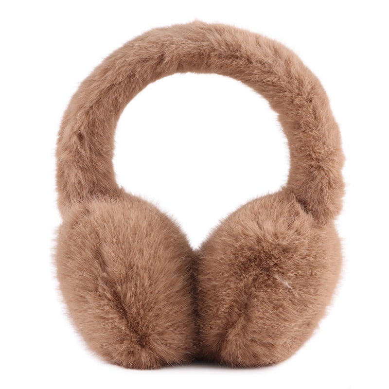 PESAAT Warm Ear muffs for Women Winter Unisex Fluffy Earmuffs Lady Ear Warmer Faux Fur Ear Covers (Coffee) - Image 1