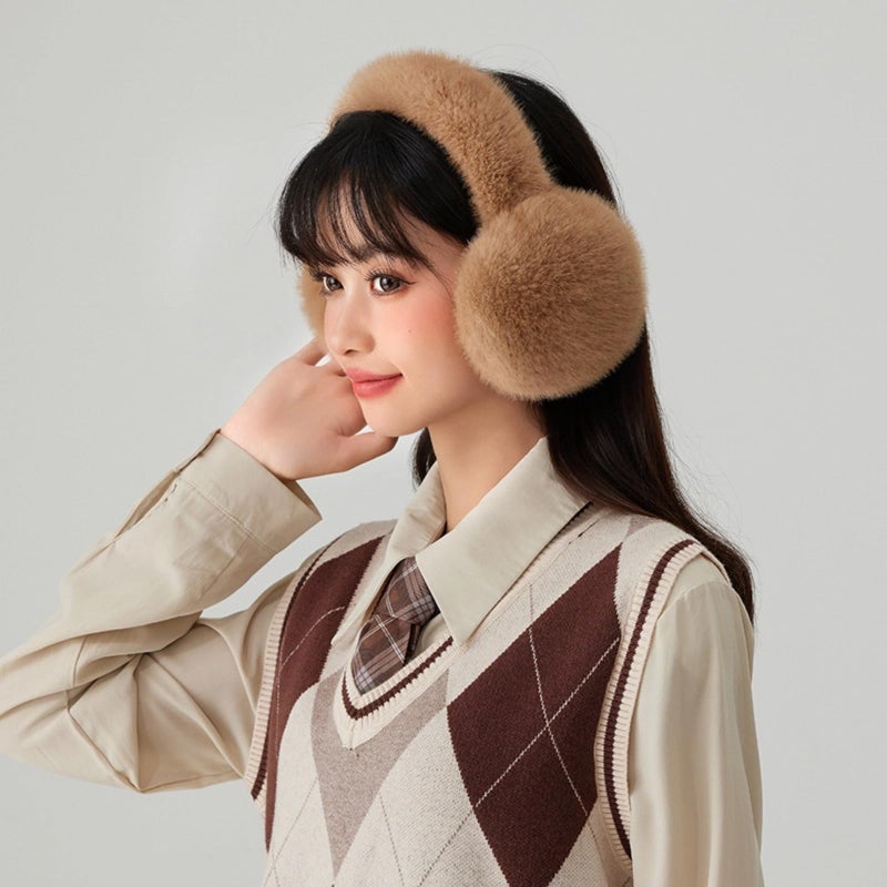 PESAAT Warm Ear muffs for Women Winter Unisex Fluffy Earmuffs Lady Ear Warmer Faux Fur Ear Covers (Coffee) - Image 5