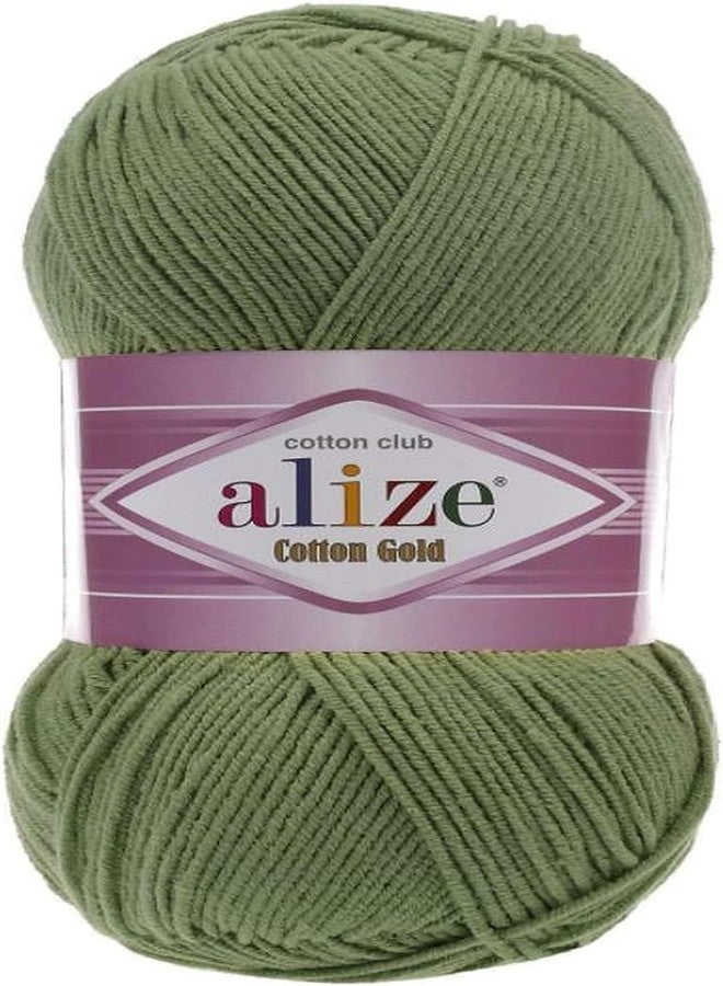 ALIZE 55% Cotton 45% Acrylic Alize Cotton Gold Yarn 1 Skein/Ball 100 gr 360 yds (485-Green) - Image 1