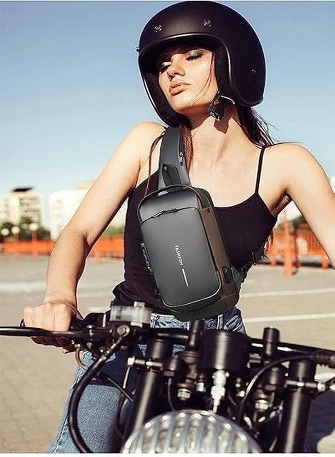 Menrexa Waterproof Crossbody Sling Bag, Unisex Chest Backpack, Hard Shell Anti-Theft Design - Image 4