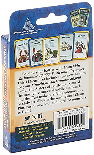 Steve Jackson Games Munchkin Warhammer 40,000: Faith and Firepower Card Game (Expansion) | 112 Cards | Family Game | Fantasy Adventure RPG | Ages 10+ | 3-6 Players | Avg Play Time 120 Min - Image 2