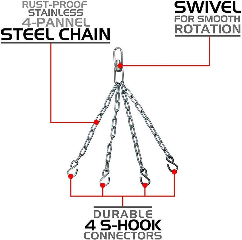 IWIN RMOUR Unfilled HeavyWhite Red PU Punch Bag Boxing MMA Sparring Punching Training Kick Boxing Muay Thai with Hanging Chain (Size 5 Feet) - Image 2