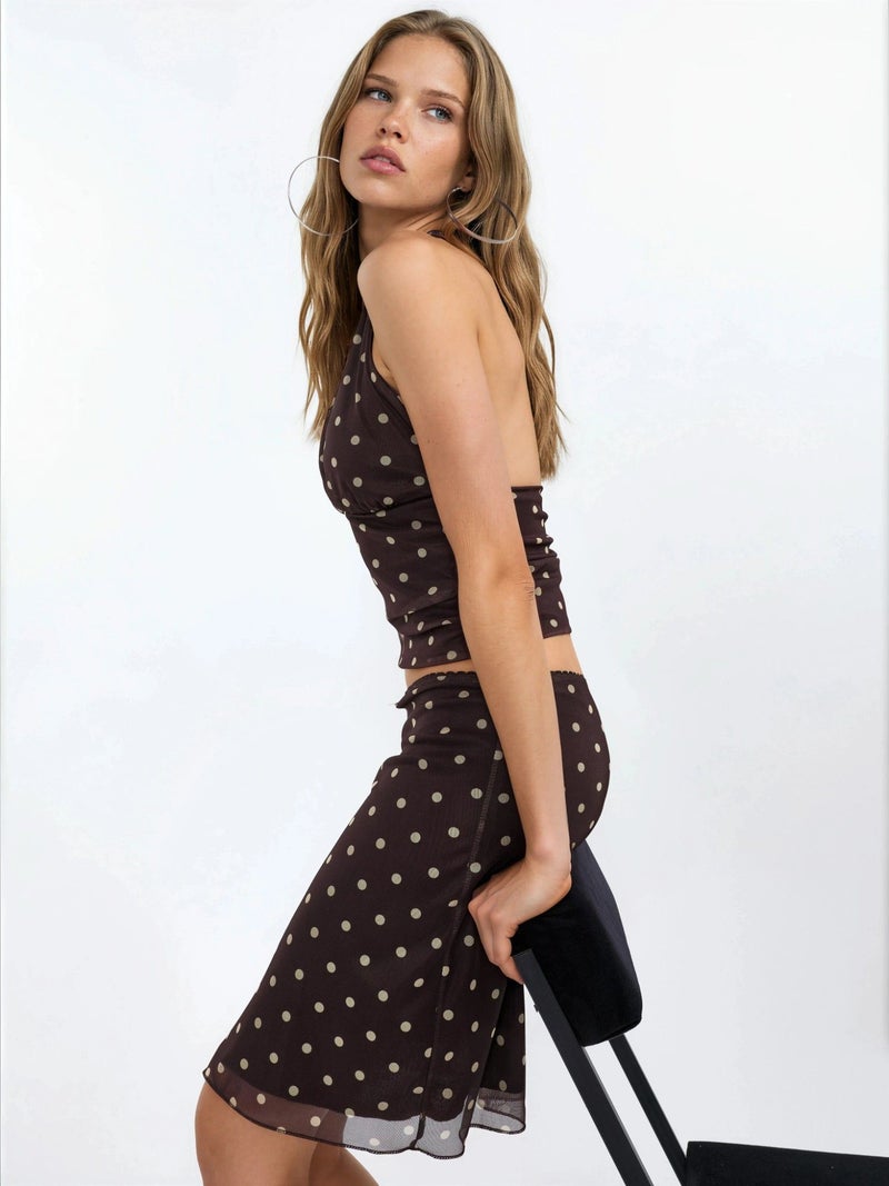 HICCUP Polka Dot Halter Collar Crop Top - Image 5