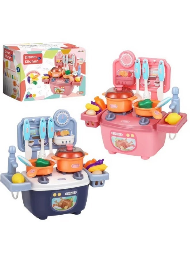 Children's Simulation Mini Kitchen Set Toy | Pretend Cooking Playset with Pots, Utensils & Food Accessories | Educational Role Play Toy for Kids - Image 2