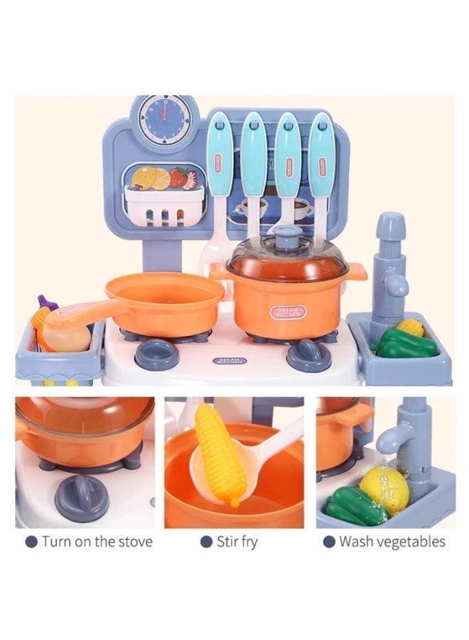 Children's Simulation Mini Kitchen Set Toy | Pretend Cooking Playset with Pots, Utensils & Food Accessories | Educational Role Play Toy for Kids - Image 4