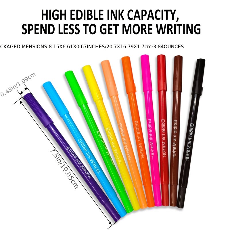 Set Of 10 Dual Tip Food Safe Coloring Markers For Cake Fondant And Baking - Image 4