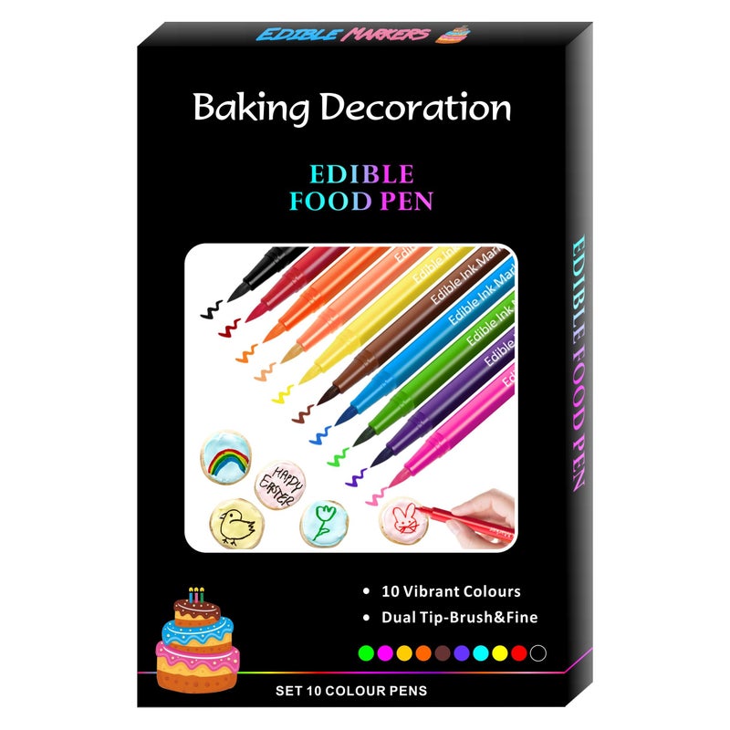 Set Of 10 Dual Tip Food Safe Coloring Markers For Cake Fondant And Baking - Image 2