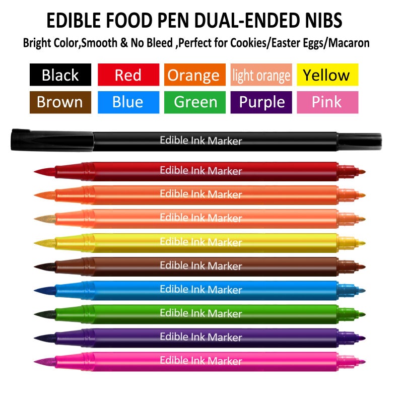 Set Of 10 Dual Tip Food Safe Coloring Markers For Cake Fondant And Baking - Image 3