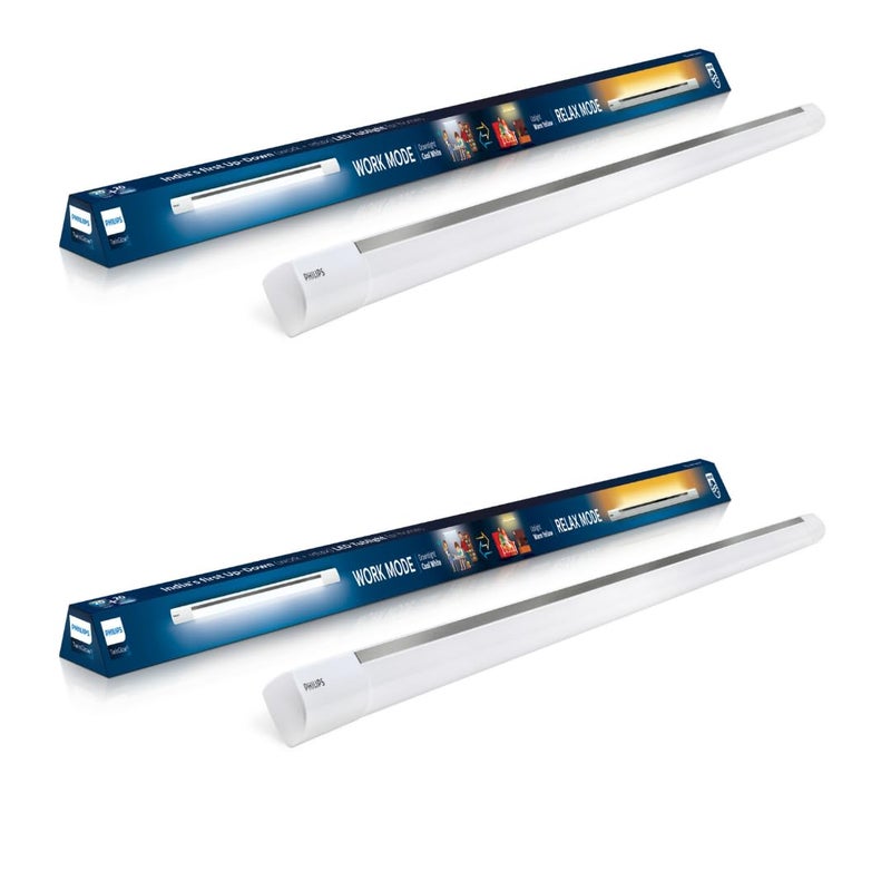 Philips أنبوب ضوء LED Twinglow بقدرة 20 واط + 20 واط (ضوء علوي أصفر - وضع الاسترخاء وضوء سفلي أبيض - وضع العمل)، عبوة من 2 - Image 1