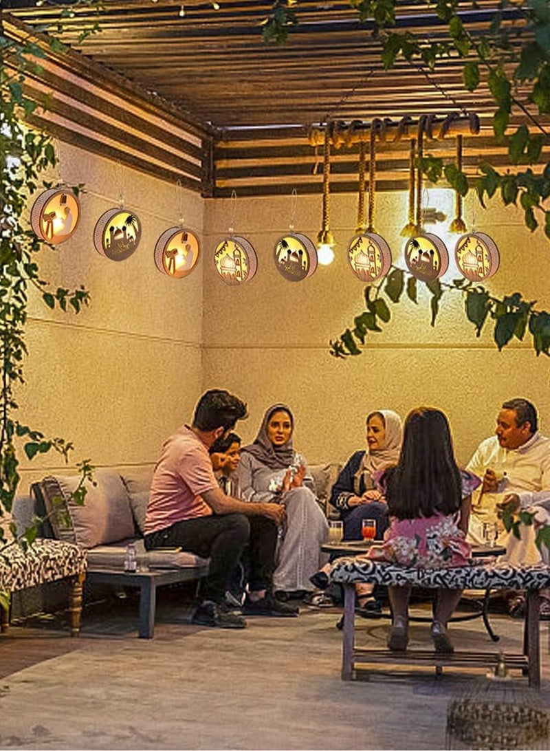 LOOPITYS Eid al Fitr handicraft lamp, a separate style, door hanging decoration Ramadan Mubarak lamp handmade wooden star LED lamp decoration Eid al Fitr decoration Muslim gift Islamic wall table decoration Ramadan gift (prayer) - Image 5