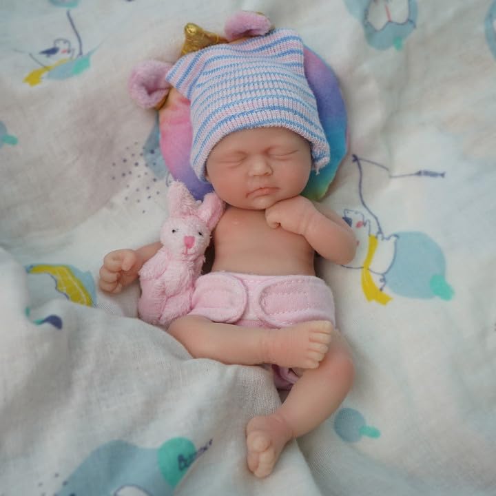 Mire & Mire Reborn Baby Doll - 7 Inch Girl Mini Silicone Realistic Newborn Baby Doll, Non-Vinyl Doll, Washable Reality Doll Baby with Feeding Kit - Image 3