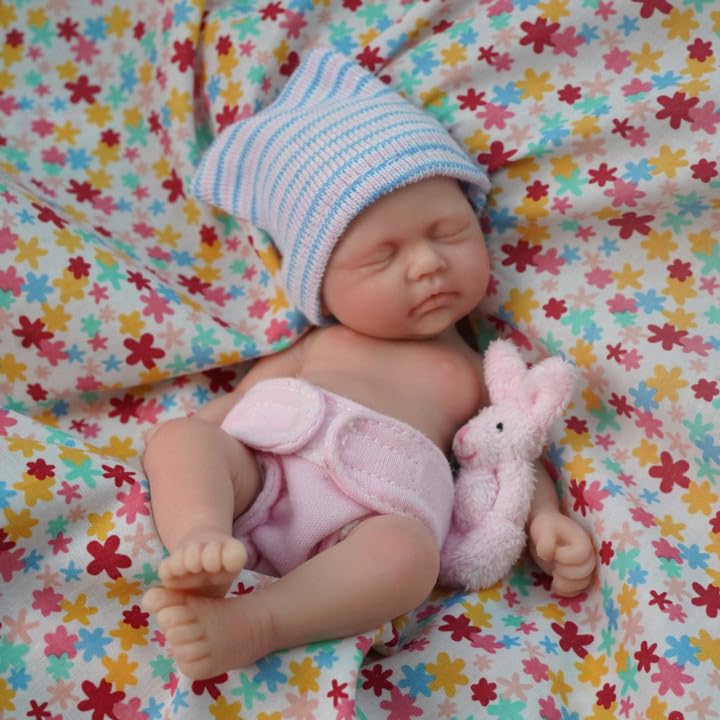 Mire & Mire Reborn Baby Doll - 7 Inch Girl Mini Silicone Realistic Newborn Baby Doll, Non-Vinyl Doll, Washable Reality Doll Baby with Feeding Kit - Image 5