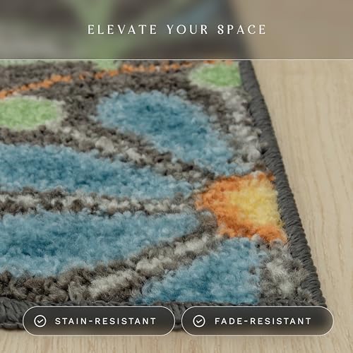 Maples Rugs Reggie Floral Kitchen Rug - Made in USA - Washable, Non Slip Indoor Carpet for Entryway, Foyer, Kitchen, and Bathroom, 1'8 x 2'10, Dark Grey - Image 4