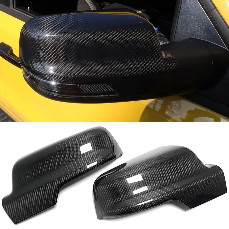 2pcs Side Mirror Cover for Dodge Ram 1500 TRX TUNGSTEN LIMITED LONGHORN RHO 2019 2020 2021 2022 2023 2024 2025Genuine Carbon Fiber Rearview Mirror Caps for 1500 TRX