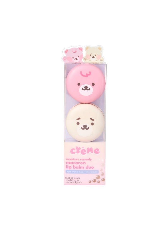 The Creme Shop Boba Bears Moisturizing Macaron Lip Balm Duo Korean Lip Balm With Hyaluronic Acid And Murumuru Butter Stocking Stuffers (Pack Of 2)  - Image 1