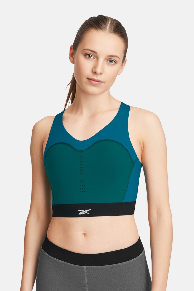 Reebok سوتيان رياضي للنساء مزود ببطانة خفيفة بشعار العلامة التجارية، متعدد الألوان - Image 1