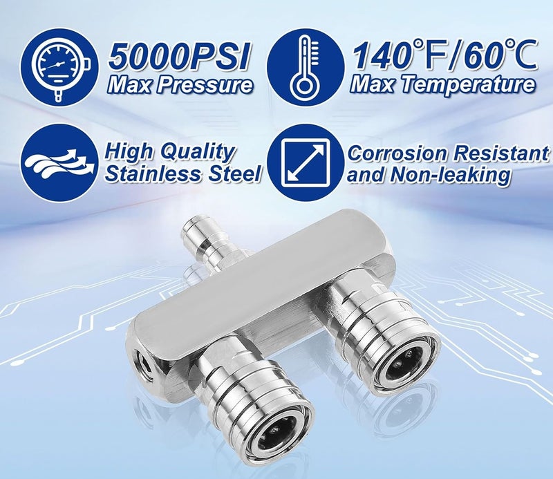 TUQO Dual Head Pressure Washer Tip | Stainless Steel | 1/4" Quick Connect | Self-Locking | 5000 PSI | Expands Spray Range for Faster Cleaning | Fits Most Pressure Washer Equipment - DN150 - Image 5