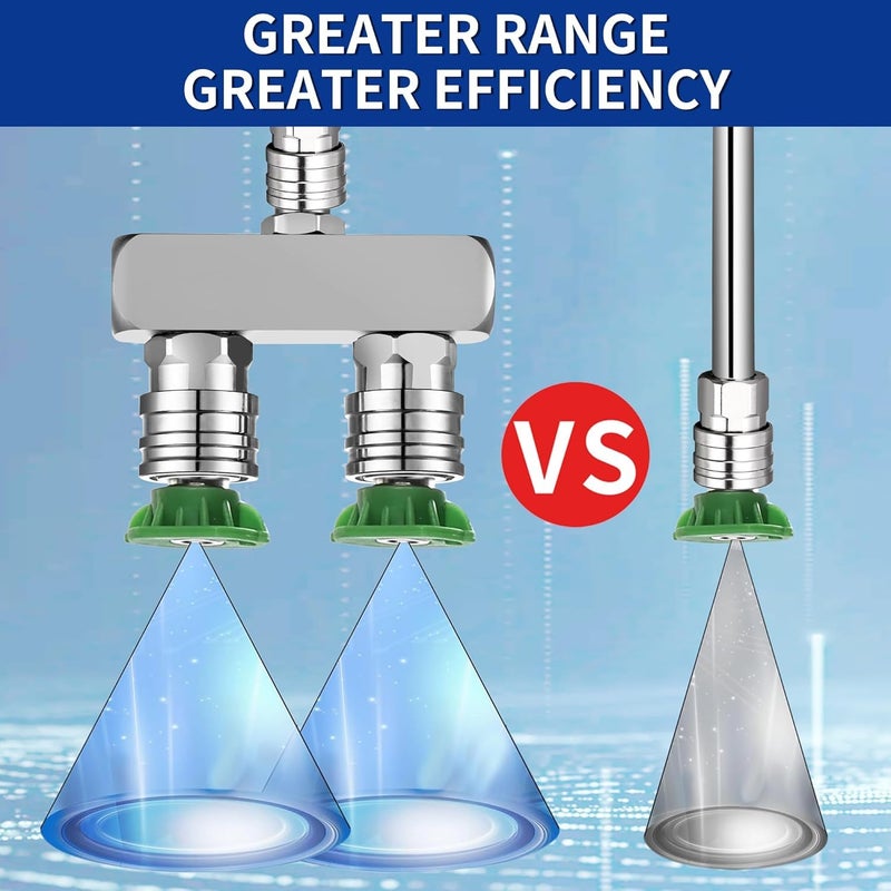 TUQO Dual Head Pressure Washer Tip | Stainless Steel | 1/4" Quick Connect | Self-Locking | 5000 PSI | Expands Spray Range for Faster Cleaning | Fits Most Pressure Washer Equipment - DN150 - Image 3