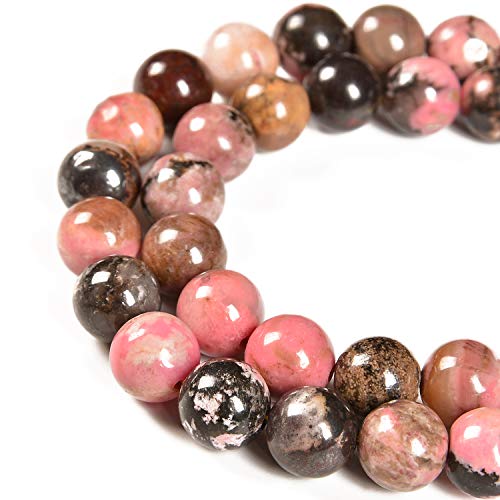Nancybeads 60pcs 6mm Natural Red Black Rhodonite Gemstone Round Spacer Loose Stone Beads for Jewelry Making 15.5" 1 Strand (Red Black Rhodonite, 6mm 60Beads) - Image 1