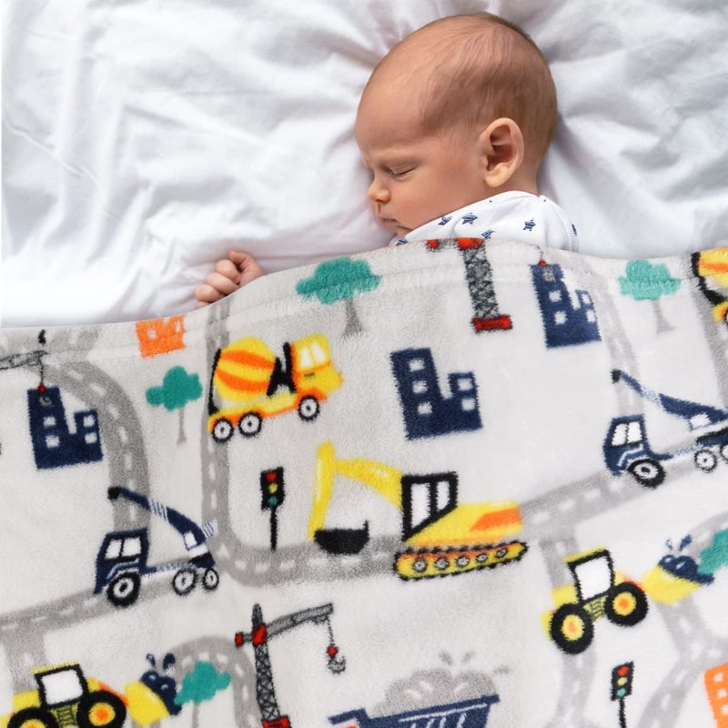 Softan Truck Blanket for Babies, Kids Throw Blanket for Boys and Girls Soft Cozy Flannel, Cute Truck Blanket for Sofa Couch Bed, Soft Plush Warm Receiving for Newborns, 30x40 Inch - Image 1