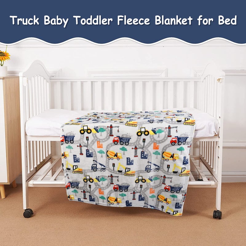 Softan Truck Blanket for Babies, Kids Throw Blanket for Boys and Girls Soft Cozy Flannel, Cute Truck Blanket for Sofa Couch Bed, Soft Plush Warm Receiving for Newborns, 30x40 Inch - Image 2