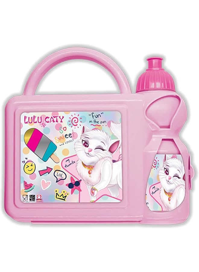 LULU CATY Kids Plastic Lunch Box And Water Bottle Pink 143644