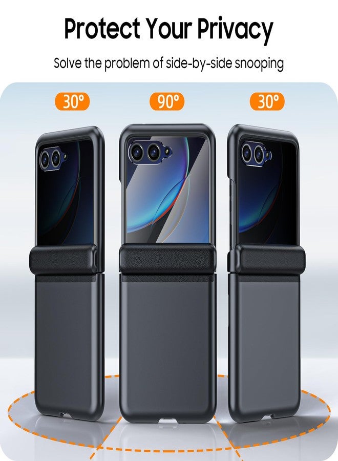 BSNRM for Motorola Razr Plus Case, Built-in Privacy Screen Protector & Hinge Protection & Ultra Thin Matte PC Shockproof Phone Cover Smartphone Case for Moto Razr Plus 2023 (Black) - Image 4